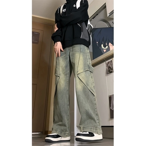 秋冬季美式高街牛仔裤男潮牌个性显高设计感休闲裤G625/P58