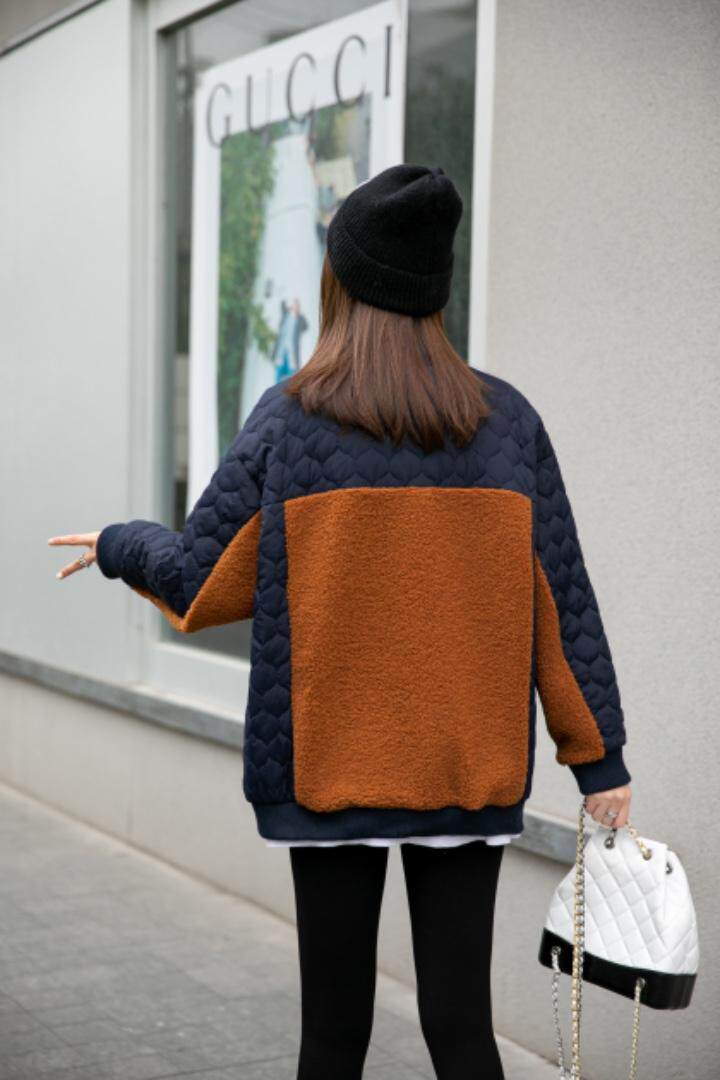 现货：羊羔毛拼接衣，女装棉衣/棉服，蕃米莉