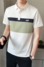 夏季新款男士短袖T恤时尚拼接刺绣潮牌上衣翻领体恤衫PL88553-P60，男装T恤，电商A237