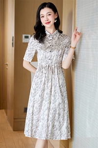 衬衫连衣裙2025夏季新款女装收腰显瘦小碎花中长款裙子气质a字裙图片