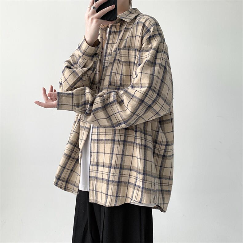 宽松格子衬衫男KD612-P50,男装衬衫,电商D312-1