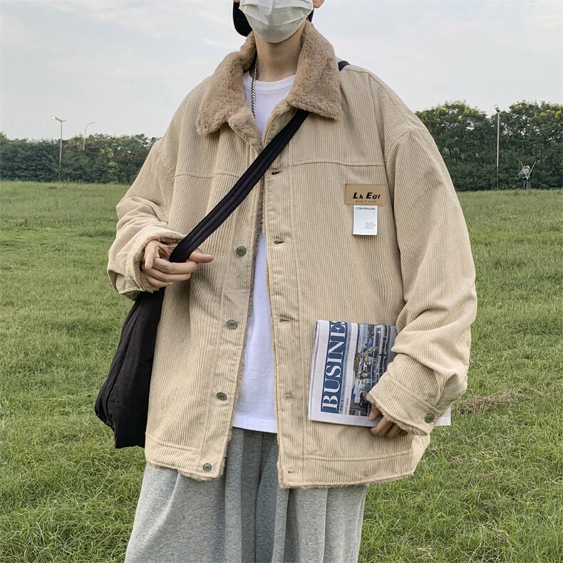 羊羔毛加厚翻领棉服棉衣冬季新款宽松休闲百搭帅气外套W6301-P65,男装棉衣,星座512-2