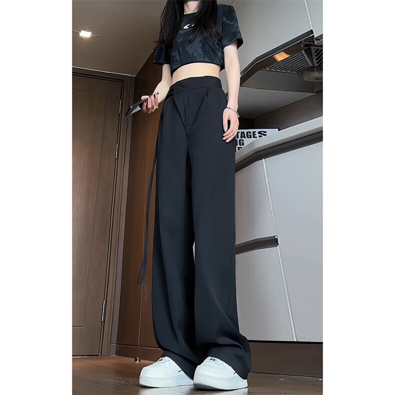 美式直筒休闲裤男生秋季纯色简约cleanfit长裤慵懒风高级感拖地裤,男装休闲裤,电商A001
