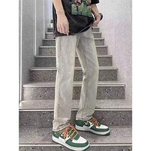 简木简搭春季美式牛仔裤高街黄泥染弹力牛仔裤宽松水洗做旧直筒裤图片