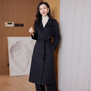 时尚气质女装羊毛双面呢大衣显瘦长款外套优雅百搭图片