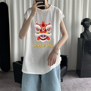 BX25184-P25 纯汗背心男士大码宽松汗衫男无袖t恤男 港风图片