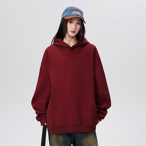 抖音得物高品质二开 26春装美式高街无帽绳光板纯色连帽卫衣XS056图片