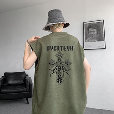 无袖背心男夏季新款港风宽松鹿皮绒圆领套头大码坎肩T9955-P25，男装背心/马甲，星座214-3