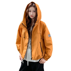 橘色连帽冲锋衣外套女2025秋季新款小个子超好看休闲百搭夹克上衣，女装派克服，2C217