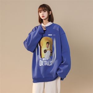 中性风 西海岸美式hiphop圆领套头卫衣宽松潮牌上衣W1006P30控48-图片