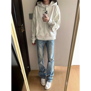 美式复古牛仔裤男高级感痞帅弯刀裤显瘦宽松直筒新款休闲裤子图片