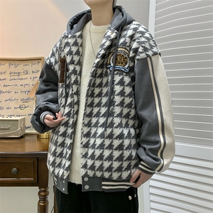 22冬 千鸟格新款羊羔毛宽松大码棉服外套 B266-Y616-P125图片