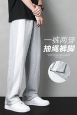 日系简约基础款潮流休闲夏季新品男装个性百搭阔腿裤DK7861-P60，男装休闲裤，星座717