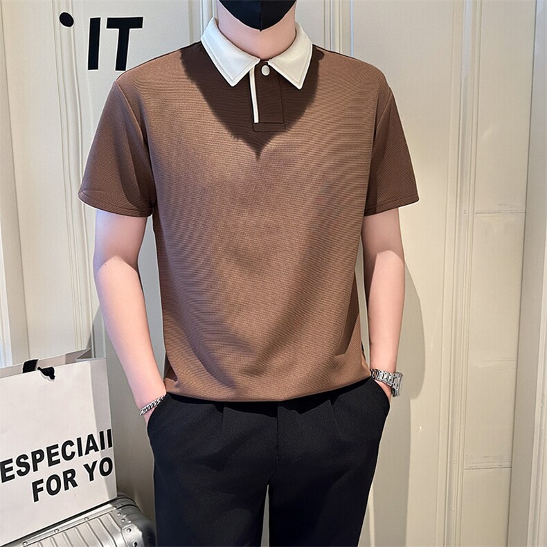 店主风社会小伙男士拼接翻领简约POLO衫休闲T恤301A-1/PL103/P50图片