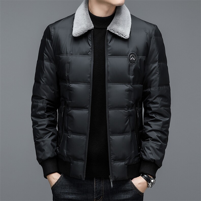2023新款男士翻领羽绒服冬季加厚保暖上衣中年男士商务休闲外套,男装羽绒服,电商B212（原钱塘6029）