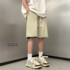 美式宽松简约牛仔短裤四色泥巴黄休闲五分裤B315-K23210-P45控55，男装牛仔裤，电商B315