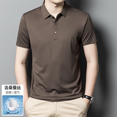 男士翻领短袖T恤2024夏季冰丝商务中年polo衫装XY3901-P78，男装Polo衫，星座1105-3