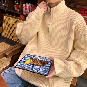 男士针织拉链纯色外套夹克毛衣男A367 MK05 P55 控78图片
