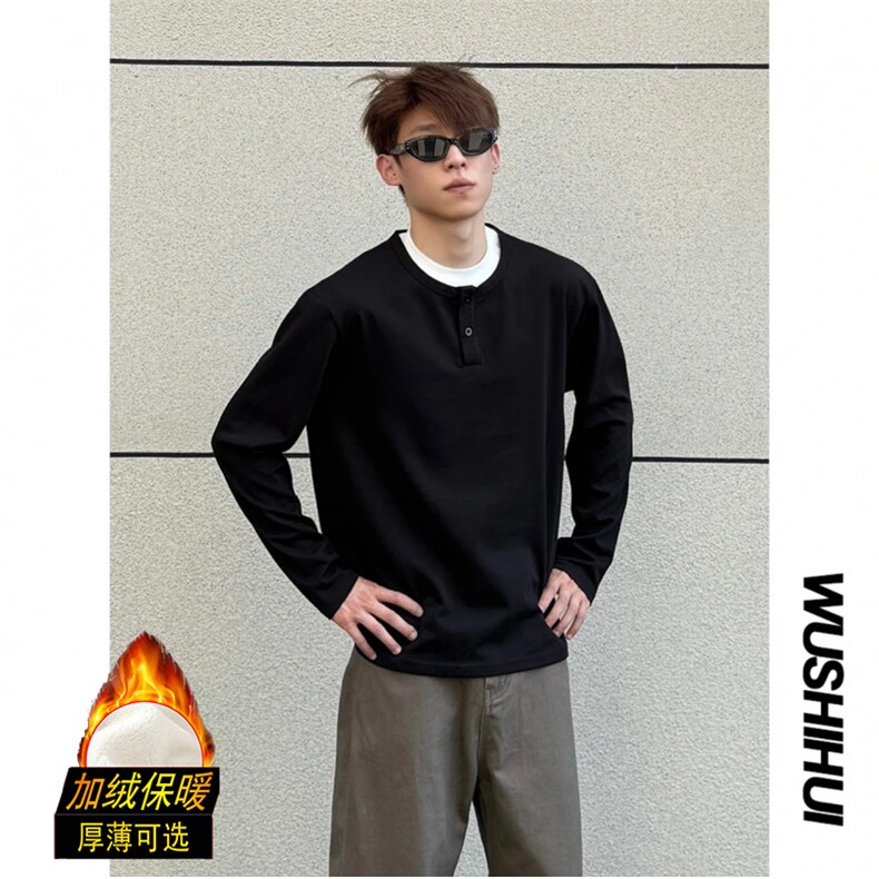 [网图慎用]冬季新款宽松长袖T恤美式复古假两件卫衣TX238JR-特P38,男装T恤,电商C213(原B265)