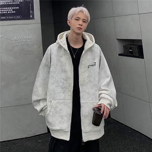 美式复古开衫卫衣情侣秋季潮牌高街连帽宽松休闲夹克外套p68图片