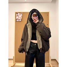 两面穿现货重磅短款座山雕棉衣男女双面穿毛毛绒棉服加厚外套，男装棉衣，电商A486