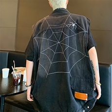 2025新款蜘蛛刺绣牛仔马甲背心MJ604，男装背心/马甲，星座1108