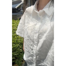 特批P35无差价夏季街头嘻哈毛边肌理感男宽松休闲短袖衬衫CD5499，男装T恤，电商A001-1
