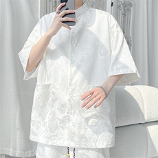 2026夏季新款中式冰感暗龙纹短袖衬衫男CD2262特P35建议零售价88，男装T恤，电商A001