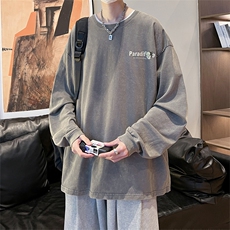 直播品质重磅纯棉美式蜡染水洗做旧潮牌宽松长袖t恤CT270特P38，男装T恤，电商A486