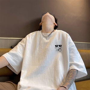 纯棉240g创意趣味表情卡通男生夏天可爱休闲百搭五分袖青少年图片