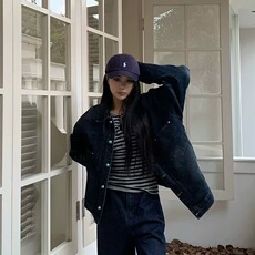 复古牛仔外套女秋冬季2025年新款百搭显瘦宽松夹克小个子上衣短款，男装工装外套，星座506A