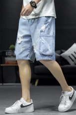 2021夏季新日系大码男沙发墙破洞刮烂乞丐工装牛仔短裤ND8127-P45，男装牛仔裤，电商A001