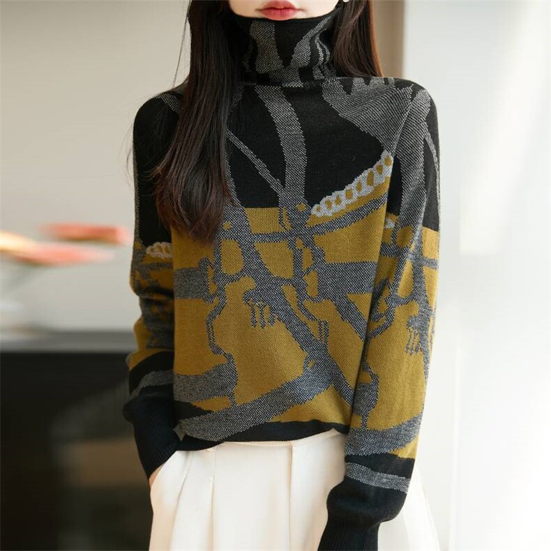 2025年秋季时尚百搭通勤简约休闲高领，女装针织衫/毛衣，唐诺