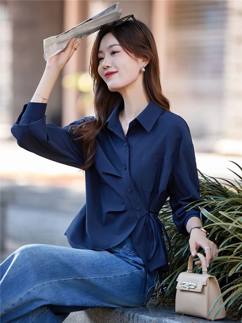时尚长袖衬衫女2025春秋新款设计感小众韩版宽松洋气休闲衬衣外套,女装衬衫,靓衣阁