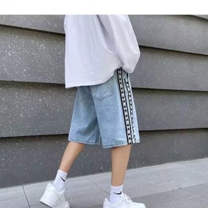 新款2025男士牛仔短裤宽松休闲裤潮牌裤子潮流百搭中裤A177-P37图片