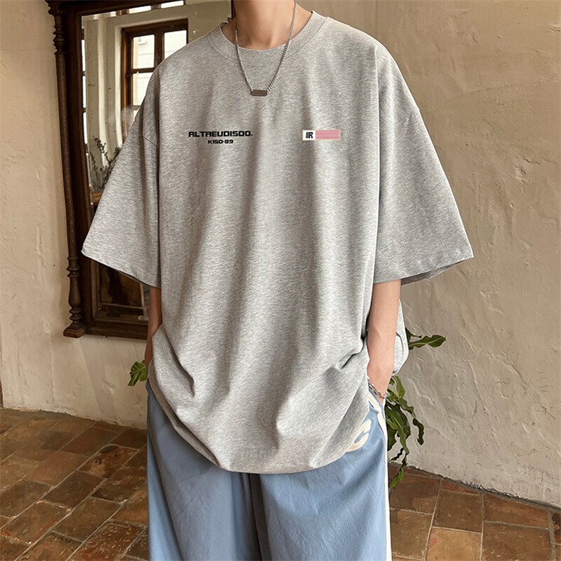 抖音得物二开 现货 220克夏装重磅美式高街宽松短袖t恤 MT208图片