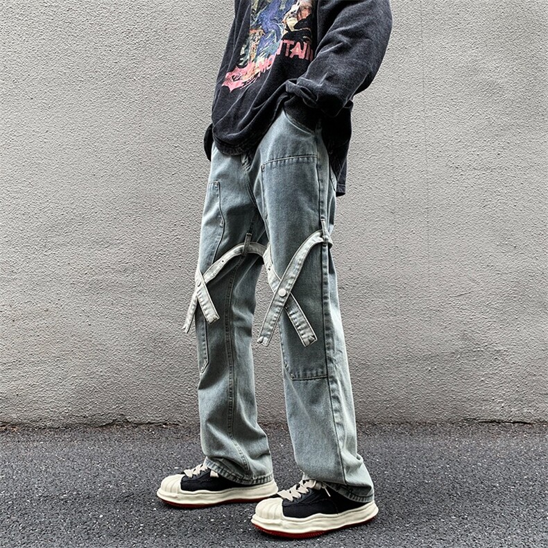 高街潮牌牛仔裤男休闲痞帅工装裤子hiphop美式水洗长裤K601/P42,男装牛仔裤,星座506