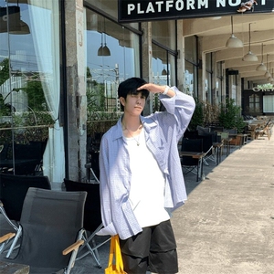 格子衬衫男设计感小众高级感痞帅寸衫春秋新款千鸟格长袖衬衣图片