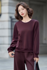 2025年秋季新款时尚休闲立体盘花套头卫衣，女装T恤，深水步