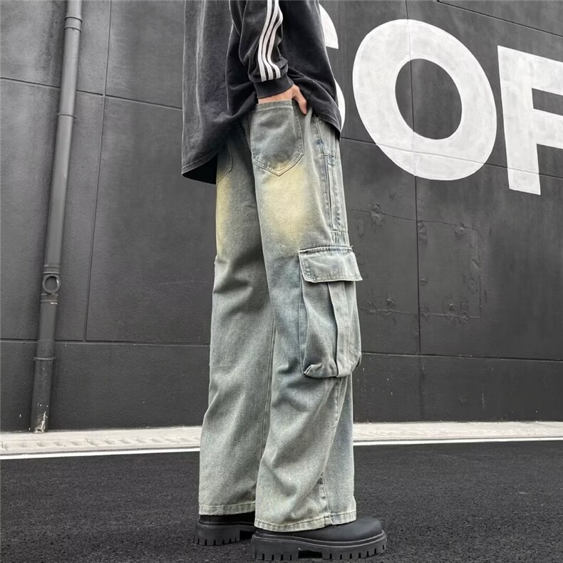 美式高街复古水洗做旧多口袋工装牛仔裤男潮SK225-P55,男装牛仔裤,星座1109-3