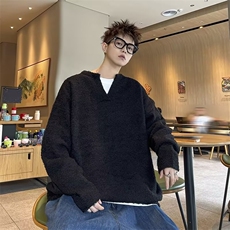 抖音品质秋款男小V领套头毛衣休闲针织衫外套M5714P55，男装针织衫/毛衣，星座1013-1