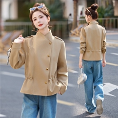 2026年春季休闲风外套配围巾，女装短外套，依如秀(原杭风阁)