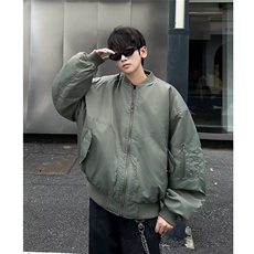 美式飞行员棉服夹克短宽廓形军绿色工装外套男秋冬棒球服，男装夹克，星座506