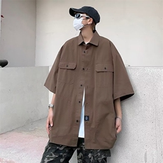 衬衫男短袖港风潮流痞子帅2023夏季新款ins宽松百搭外套CY219-P51，男装衬衫，星座412-3