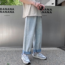 现货8色2025春夏款纯色牛仔裤中性直筒牛仔九分裤A125-8802-P35，男装牛仔裤，电商A125