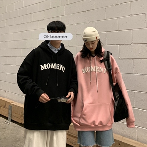 Q2098 情侣装连帽套头卫衣毛巾绣2024新款春装外套男女学院风 P55图片