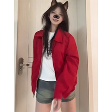 春季新款港风美式vibe潮流短款男女红色哈灵顿夹克外套JK1426-P85，男装夹克，星座313A(原308A-2)