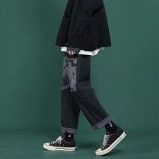 牛仔裤男潮牌ins直筒宽松百搭阔腿裤韩版潮流港风老爹裤n893-p35图片