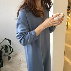 羊毛衫女款2024秋冬新款时尚毛衣宽松中长款连衣裙，女装连衣裙，思途羊绒