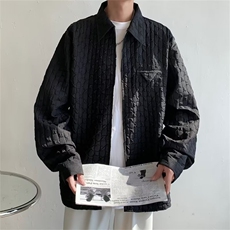 春季华夫格外套美式拉链衬衫男日系长袖翻领高级感衣服W7164-P48，男装衬衫，星座512-2
